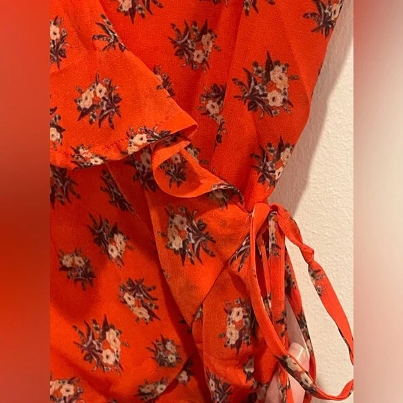 Beach Riot Red Orange Ruffled Wrap Sundress size S - Picture 5 of 13